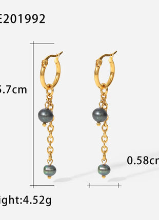 Fashionable Stainless Steel Pearl Earrings