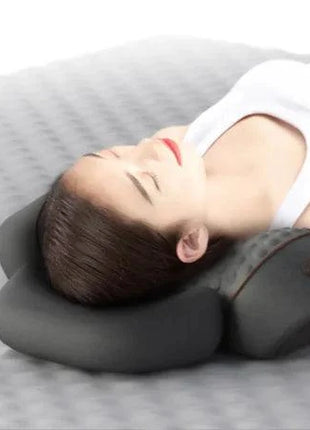 Heated cervical pillow with memory foam and ergonomic neck support features heating, vibration massage, and airbag options for cervical spine care