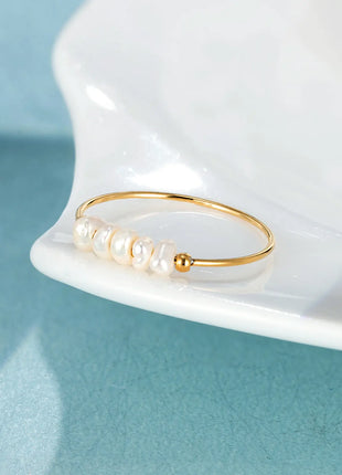 18K Gold Simple Natural Baroque Pearl Ring