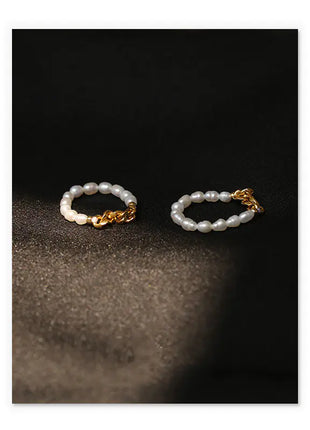 Natural Pearl Ring with Vintage Gold Plating
