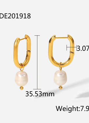 Fashionable Stainless Steel Pearl Earrings