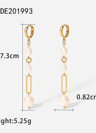 Fashionable Stainless Steel Pearl Earrings