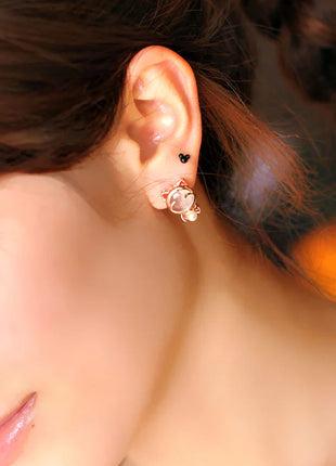 Bowknot and Doraemon Pearl Earrings