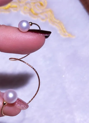 18K Gold Elastic Pearl Ring with Natural Freshwater Pearls