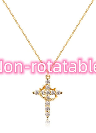 Rotatable Cross Crown Necklace